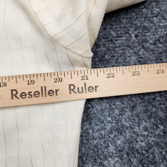 Vintage Panhandle Slim Shirt Mens Medium 15.5x33 Cream Western Pearl Snap Cowboy - Picture 6 of 9